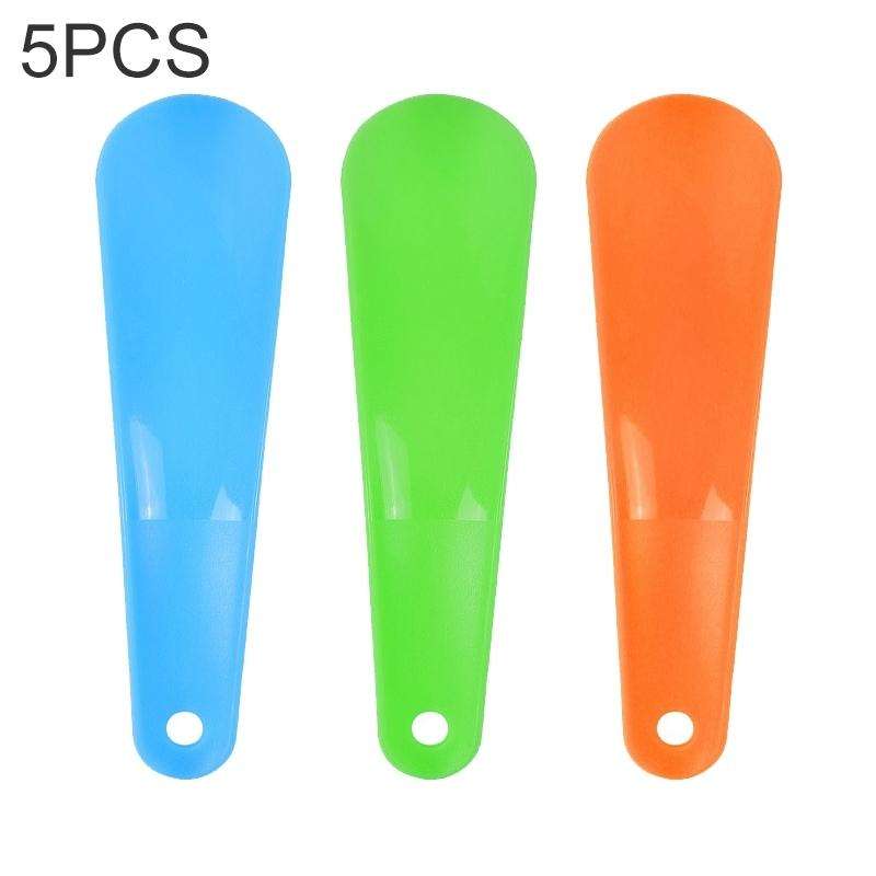 5 PCS 019 Plastic Shoehorn Household Shoes Auxiliary Shoe Puller, Specification: Curved, Color Ra...