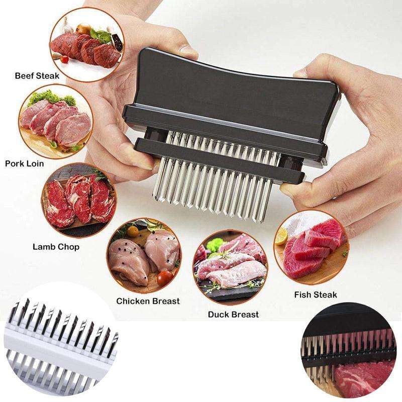 10B48 Tenderizer Pin Meat Looser 48 Pin Stainless Steel Meat Hammer(Black)