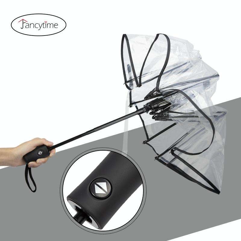Creative Transparent Folding Umbrella 8 Bones Automatic Umbrella(White)