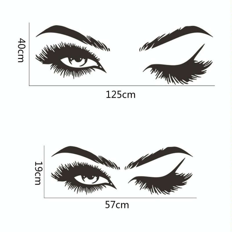 2 PCS/Set Makeup Shop Beauty Studio Decoration Personality Eyebrow Wall Sticker, Size:57x19cm(Black)