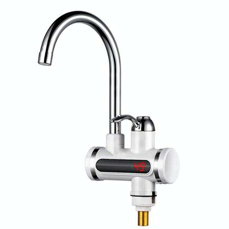 220V Kitchen Tankless Water Heater Instant Electric Faucet Electric Heater Tap with Temperature D...