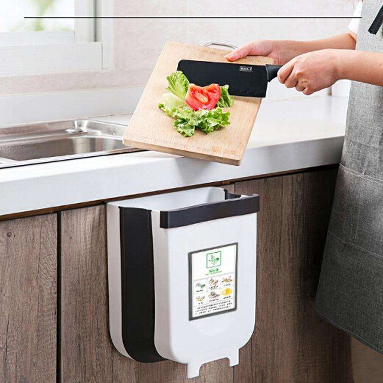 Foldable Hanging Kitchen Trash Can, Size:23x6x29cm(White)