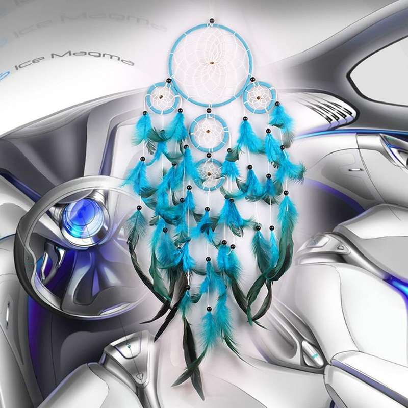 Creative Hand-Woven Crafts Dream Catcher Home Car Wall Hanging Decoration(Blue Black)