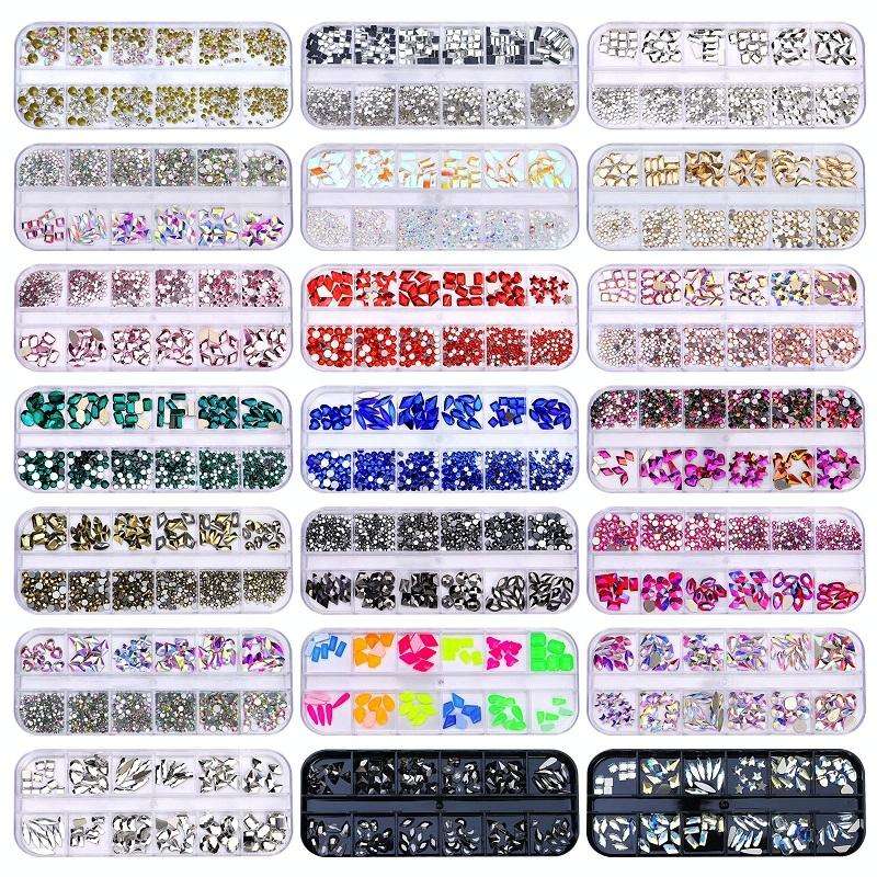 12 Grid Flat Bottom Shaped Nail Rhinestones Nail Decoration, Specification: 21