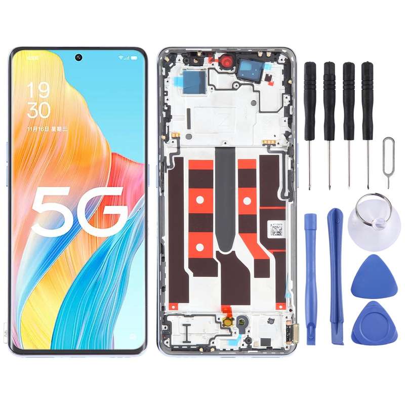 Original LCD Screen For OPPO A1 Pro Digitizer Full Assembly with Frame (Blue)