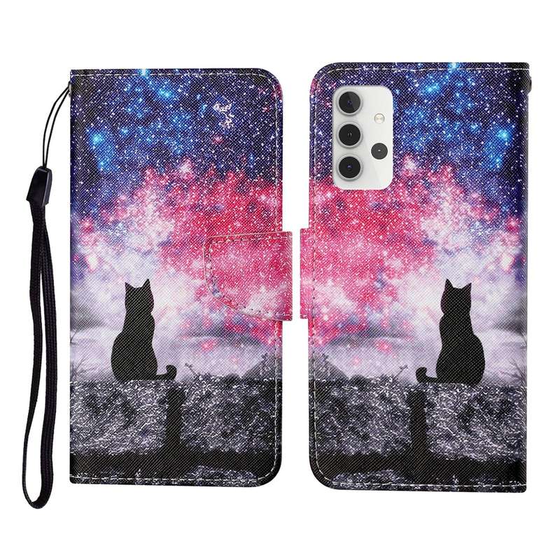 For Samsung Galaxy A32 5G Colored Drawing Pattern Horizontal Flip Leather Case with Holder & Card...