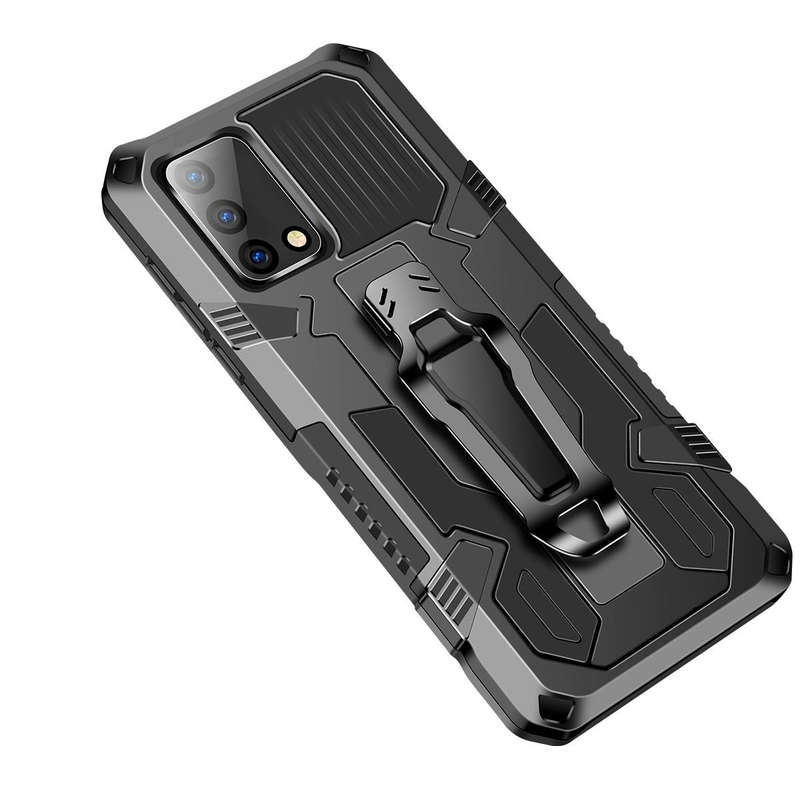 For OPPO A74 4G Armor Warrior Shockproof PC + TPU Protective Case(Black)
