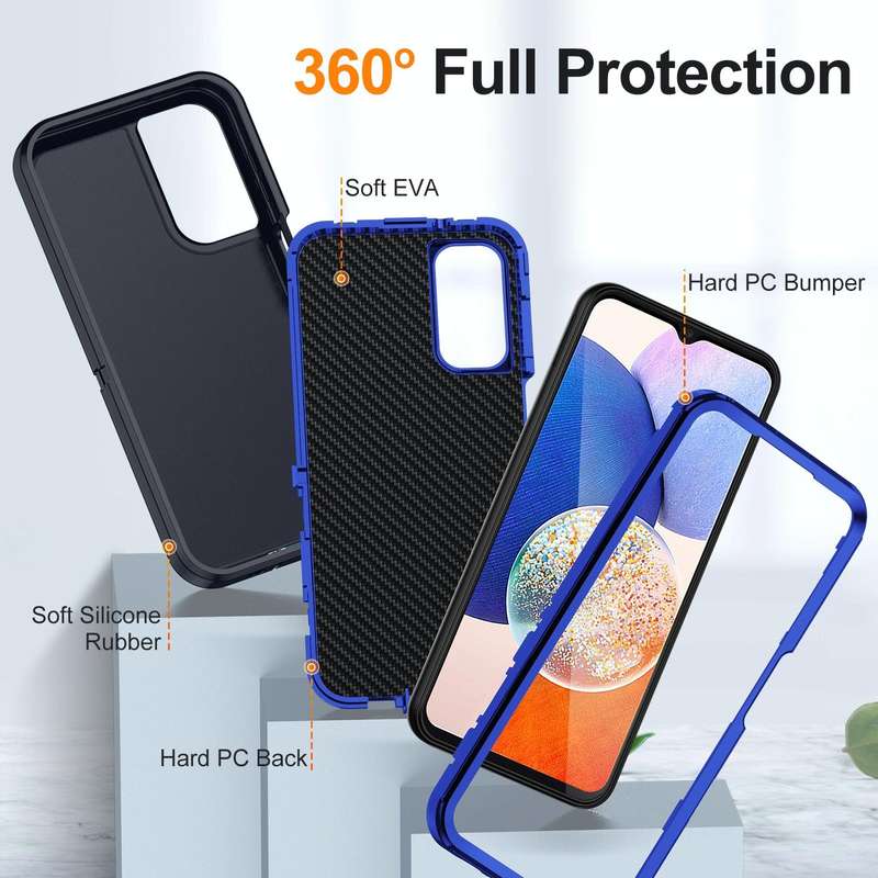 For Samsung Galaxy A14 5G Life Waterproof Rugged Phone Case(Dark Blue + Royal Blue)