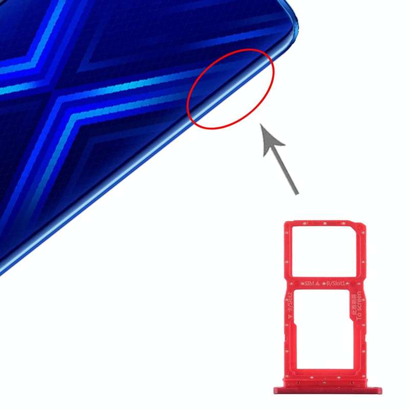 SIM Card Tray + SIM Card Tray / Micro SD Card Tray for Huawei Honor 9X / Honor 9X Pro(Red)