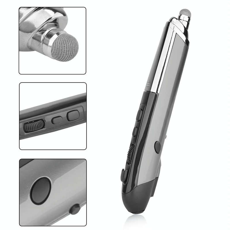 PR-08 6-keys Smart Wireless Optical Mouse with Stylus Pen & Laser Function (Grey)