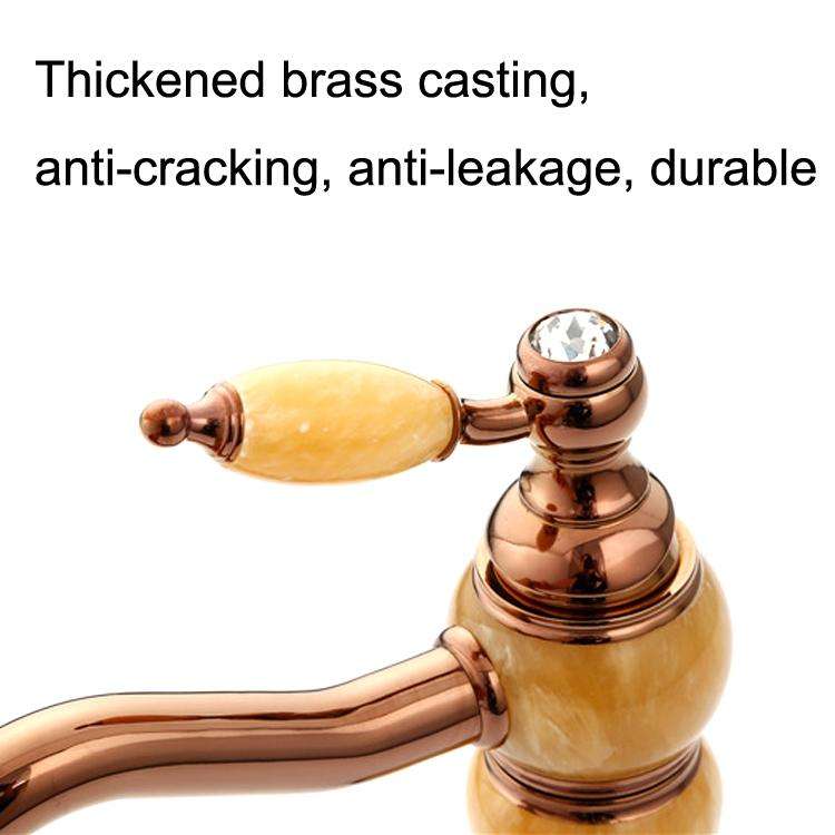 Gold-plated Copper 360-degree Rotating Basin Hot and Cold Water Faucet, Color: Sapphire Zirconium...