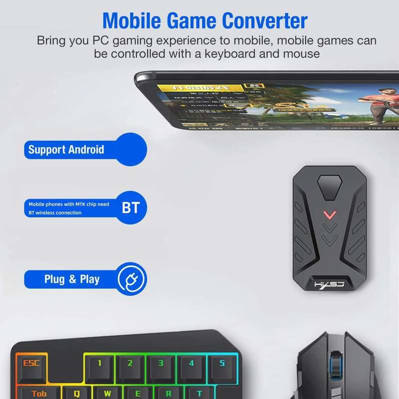 HXSJ P8 Mobile Phone Keyboard Mouse Converter for Android System(Black)