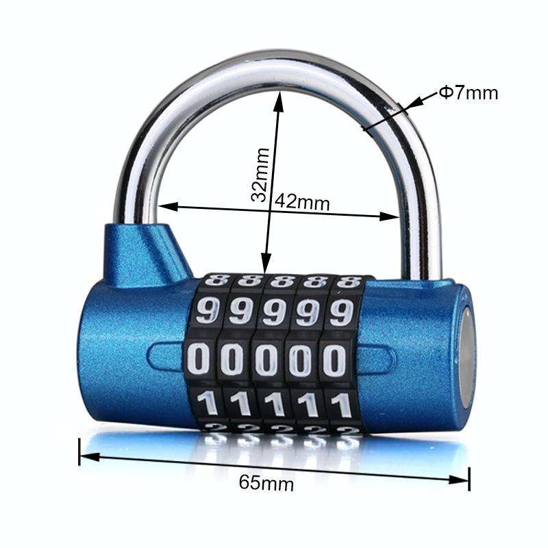 Large 5 Digit Combination Gym Cabinets Password Lock Tool Box Door Padlock(Blue)