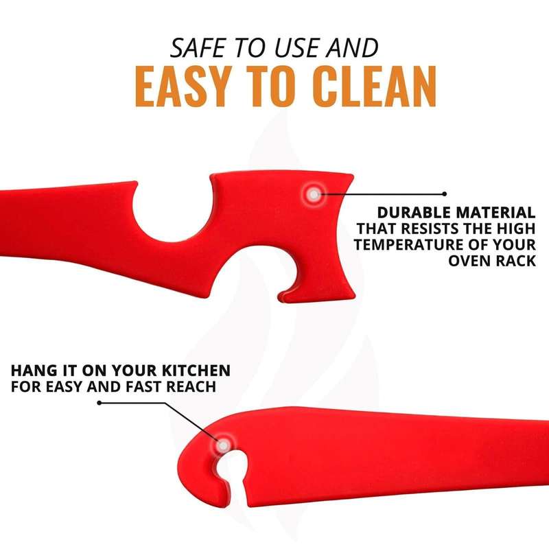 Kitchen Silicone Oven Rack Air Fryer Push Pull Tool with Longer Handle Large 28 x 3.8cm