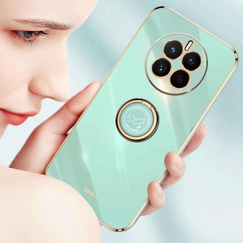 For Huawei Y6p XINLI Straight Edge 6D Electroplate TPU Phone Case with Ring Holder(Hawthorn Red)