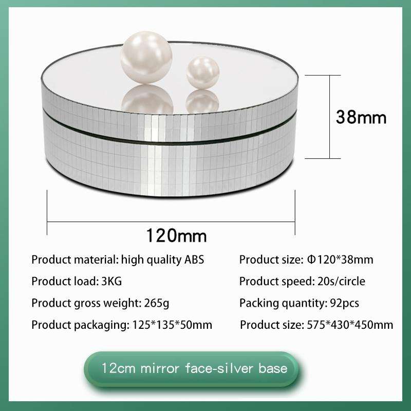 12cm 360 Degree Rotating Turntable Mirror Electric Display Stand Video Shooting Props Turntable, ...