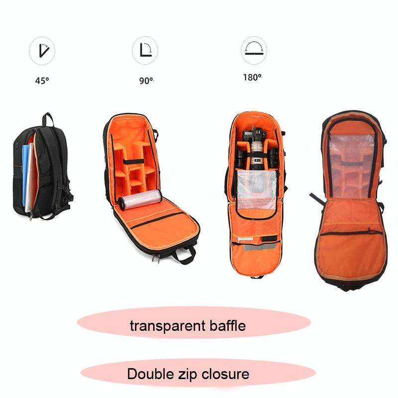 Oxford Cloth Waterproof Photography Backpack 17 Inch Laptop Backpack(Orange)