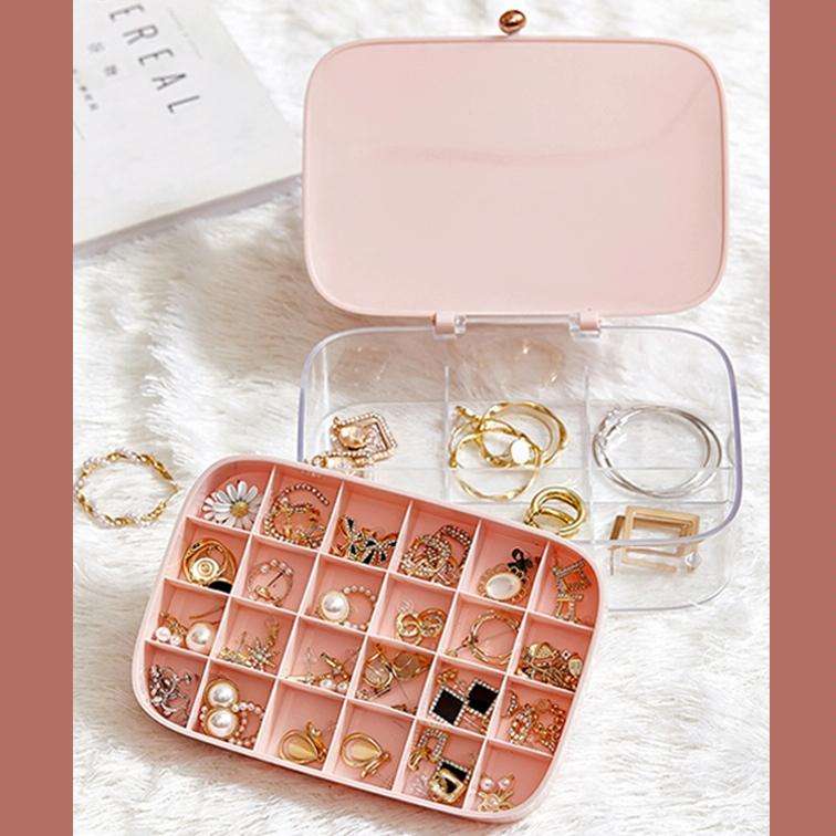 LSHZ13 30 Grids Double-Layer Jewelry Storage Box(Pink)