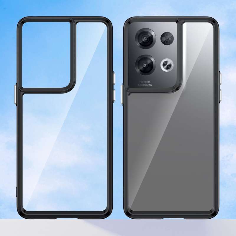 For OPPO Reno8 Pro India Colorful Series Acrylic + TPU Phone Case(Black)