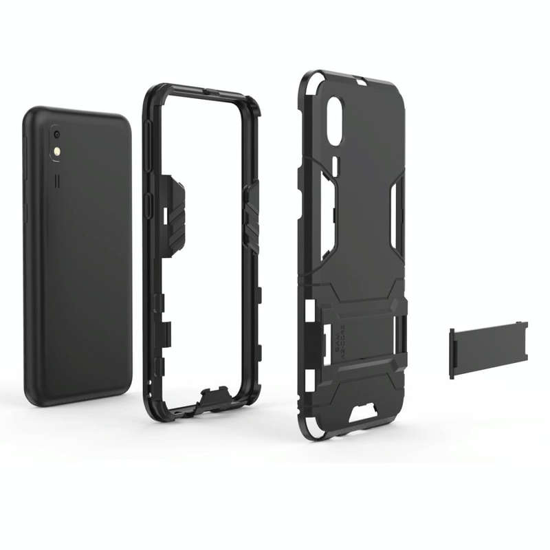 Shockproof PC + TPU Case for Galaxy A2 Core, with Holder(Black)