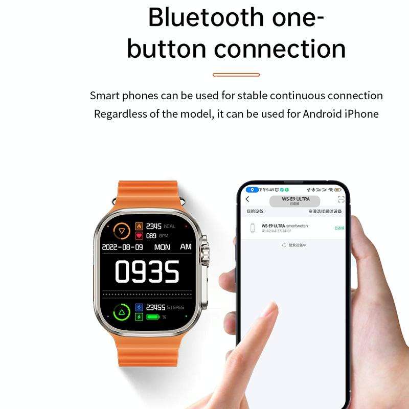 WS-E9 Ultra 2.2 inch IP67 Waterproof Silicone Band Smart Watch, Support Heart Rate / NFC(Black)