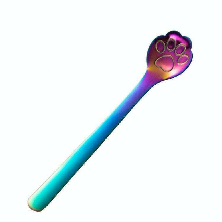 Stainless Steel Creative Cat Claw Coffee Spoon Dessert Cake Spoon, Style:Cat Claw Spoon, Color:Co...