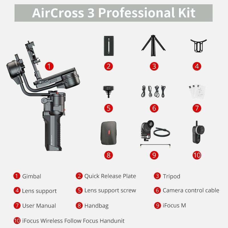 MOZA AirCross 3 Professional 3 Axis Handheld Anti-shake Gimbal Stabilizer for DSLR Camera, Load: ...