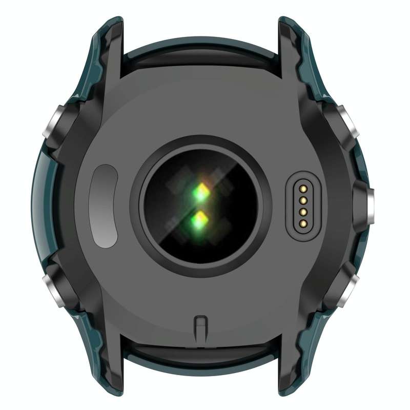 For Garmin Forerunner 955 PC Tempered Film Full Body Watch Case(Pine Needle Green)