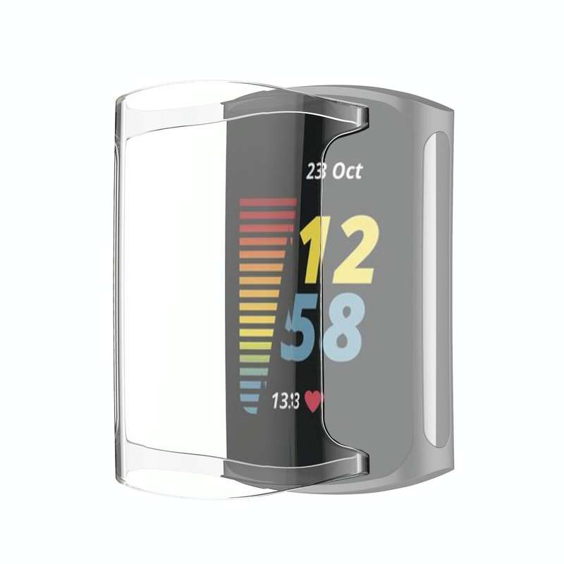 For Fitbit Charge 5 Full Coverage TPU Electroplating Protective Case Cover(Transparent White)