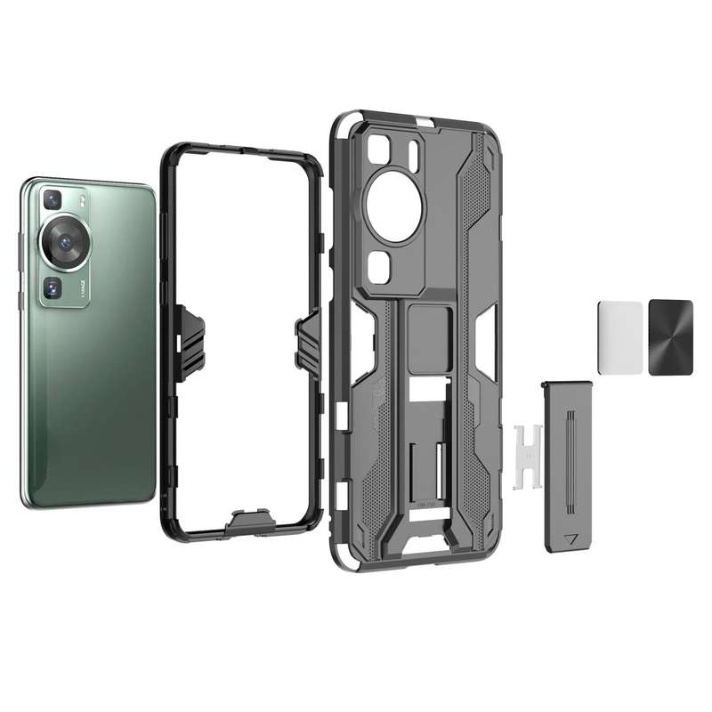 For Huawei P60 / P60 Pro Supersonic Holder PC Soft TPU Phone Case(Silver)