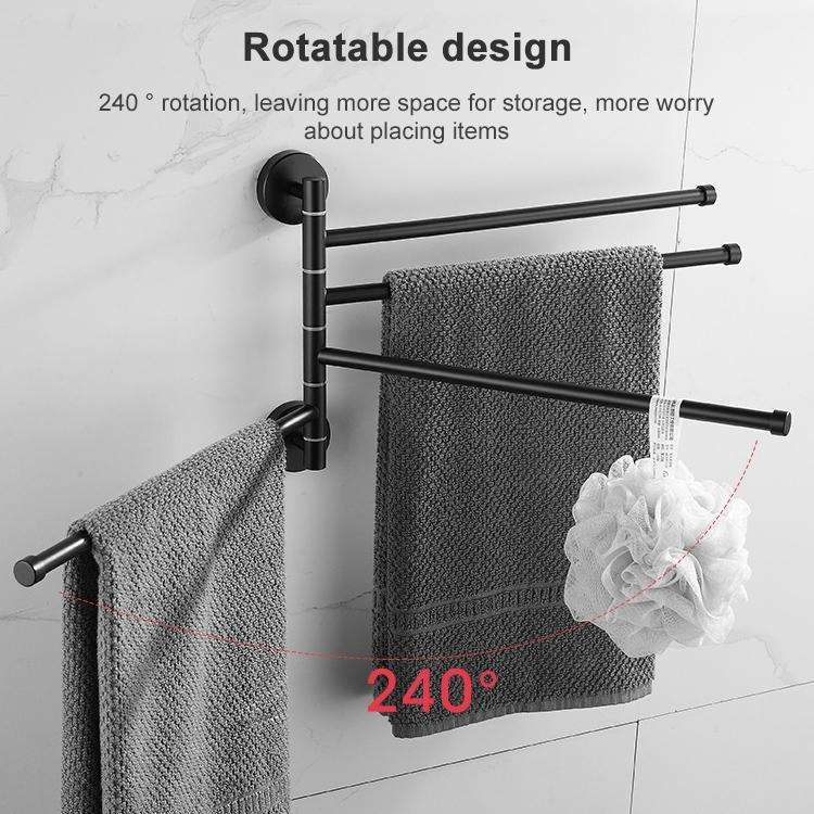 Stainless Steel Towel Bar Rotating Towel Rack Bathroom Kitchen Wall-mounted Towel Polished Rack H...