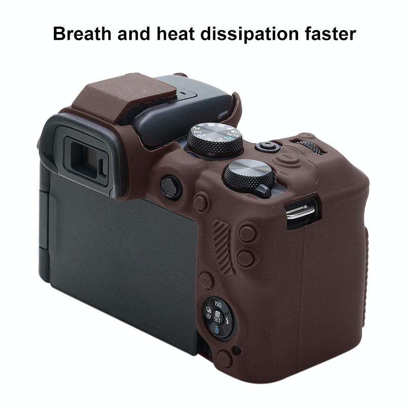 For Canon EOS R10 Soft Silicone Protective Case (Coffee)