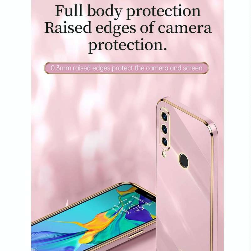For Huawei P30 Lite XINLI Straight 6D Plating Gold Edge TPU Shockproof Case(Pink)