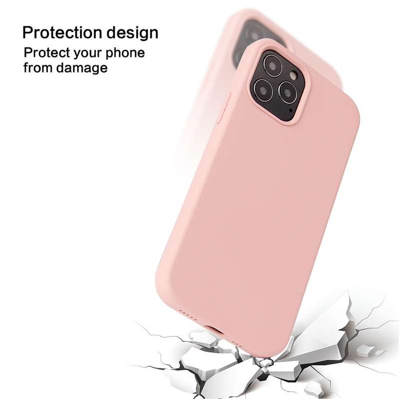 For iPhone 12 / 12 Pro Solid Color Liquid Silicone Shockproof Protective Case(Sand Pink)