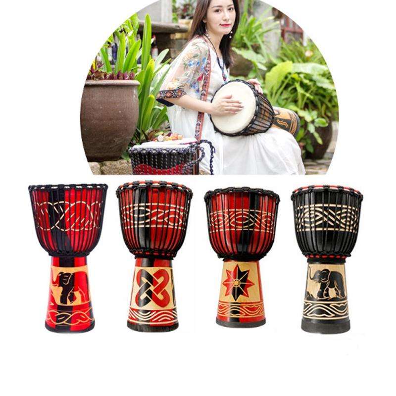 Engraved African Drum Children Kindergarten Percussion Instruments Sheepskin Tambourine, Random D...