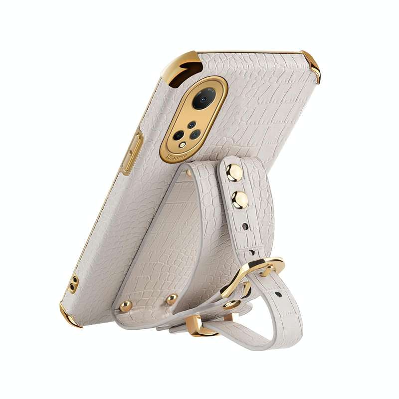 For Honor X7 Electroplated TPU Crocodile Pattern Leather Case with Wrist Strap(Red)