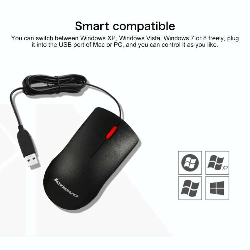 Lenovo M120 Pro Fashion Office Red Dot Wired Mouse (Black)
