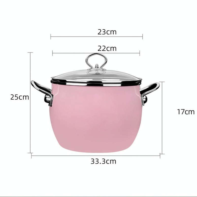 Enamel Soup Pot Uncoated Food Supplement Pot For Induction Cooker(Green)