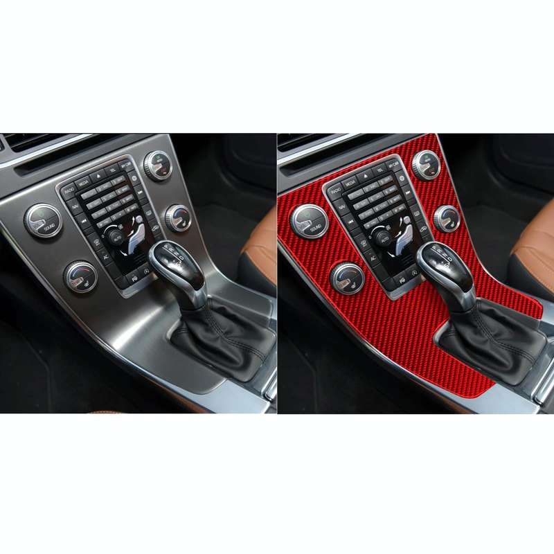 Car Carbon Fiber Central Control Panel Decorative Sticker for Volvo V60 2010-2017, Left Drive(Red)