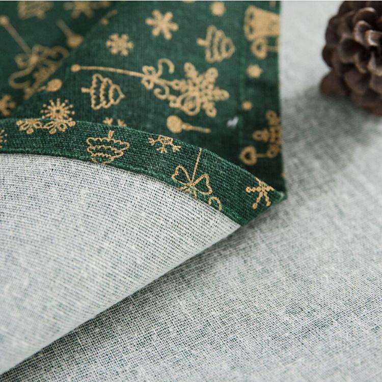 Linen Cotton Christmas Party Tablecloth Rectangle Bronzing Dinning Table Cover, Size:90x90cm(Red)