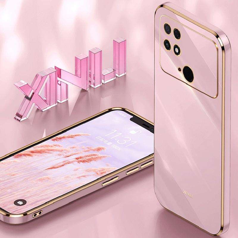 For Xiaomi Poco C40 XINLI Straight Edge 6D Electroplate TPU Phone Case(Cherry Purple)