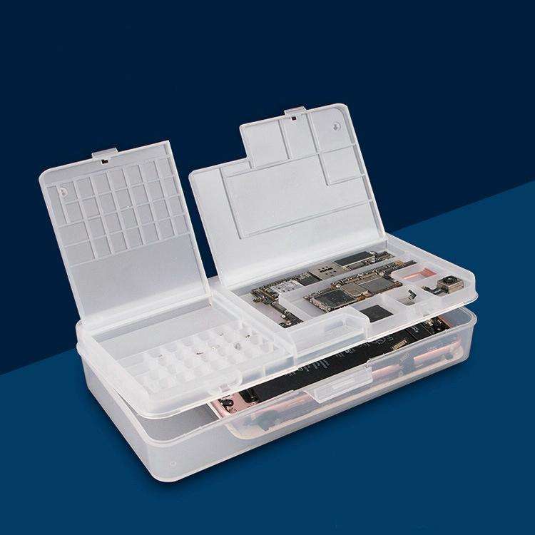 2 PCS Double-Layer Clamshell Mobile Phone Repair Parts Turnover Box Mobile Phone Disassembly  Scr...