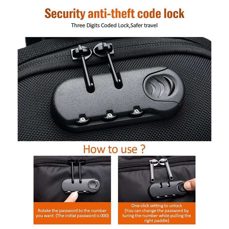 OZUKO 9223 Anti-theft Men Chest Bag Waterproof Crossbody Bag with External USB Charging Port, Sty...