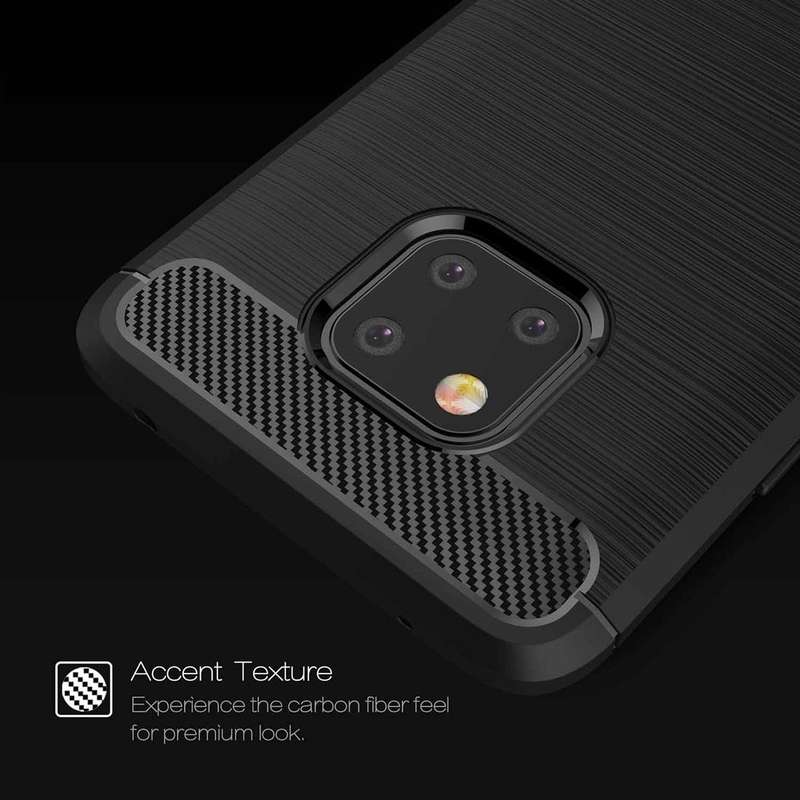 Brushed Texture Carbon Fiber Shockproof TPU Case for Huawei Mate 20 Pro (Navy Blue)