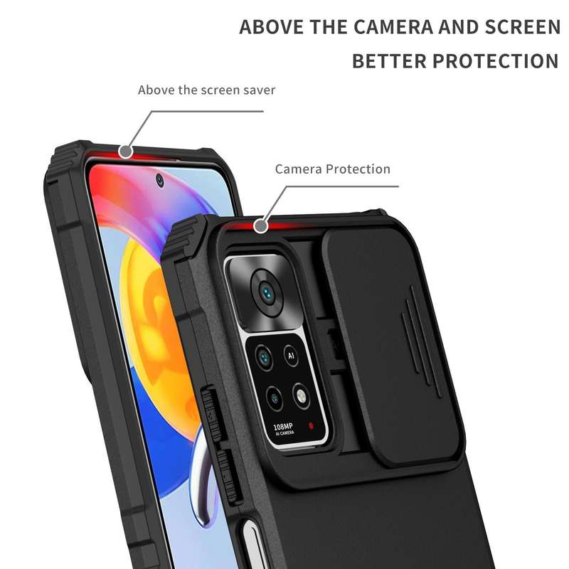 For Xiaomi Redmi Note 10 Pro Global Stereoscopic Holder Sliding Camshield Phone Case(Black)