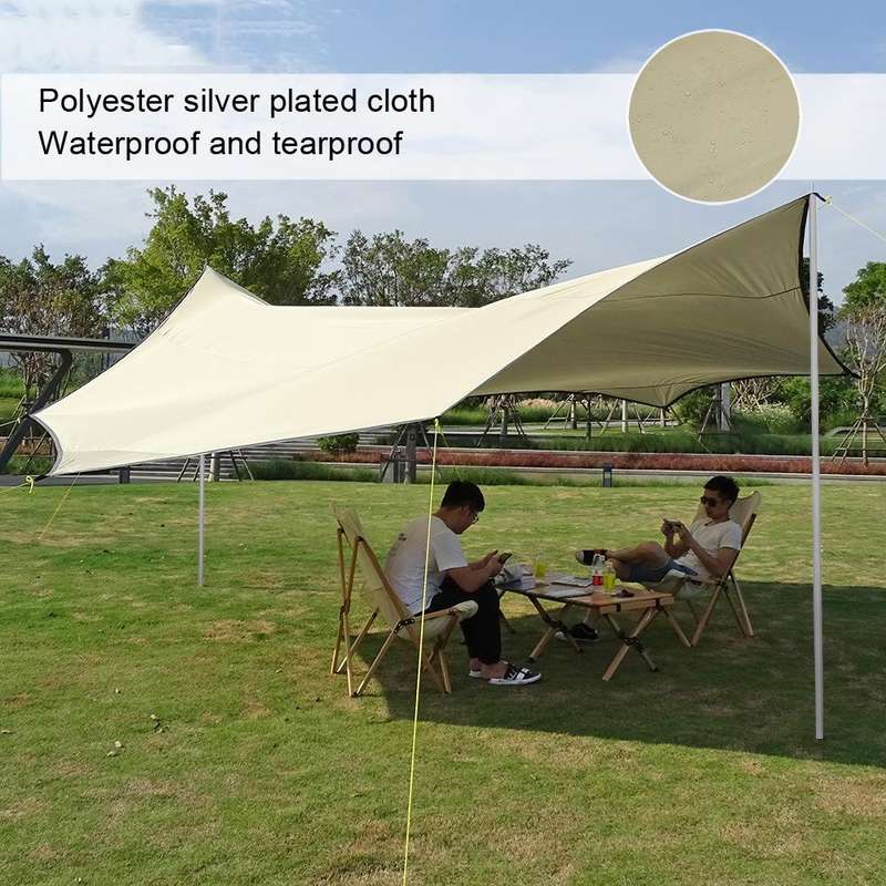 Outdoor Octagonal Curtain Tent Rain and Sun Protection Camping Sunshade Pergola, Color: Khaki