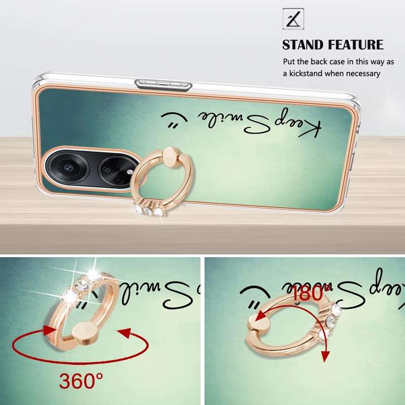 For OPPO A98 Electroplating Dual-side IMD Phone Case with Ring Holder(Smile)