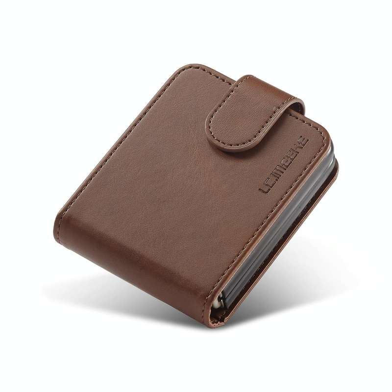 For Samsung Galaxy Z Flip4 5G LC.IMEEKE Calf Texture Leather Phone Case(Brown)