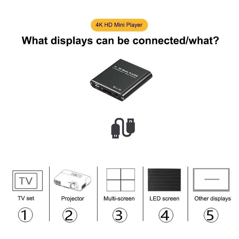 X9 HD Multimedia Player 4K Video Loop USB External Media Player AD Player(US Plug)