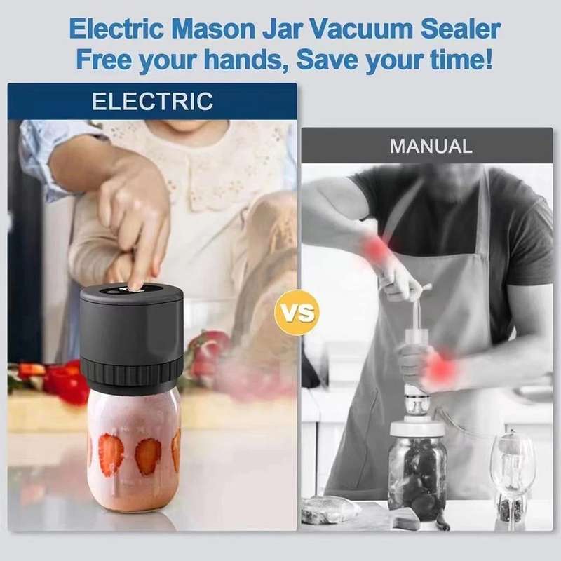 Electric Mason Jar Vacuum Sealer Kit Sealing Machine for Food Storage With 10 Jar Lids(White)